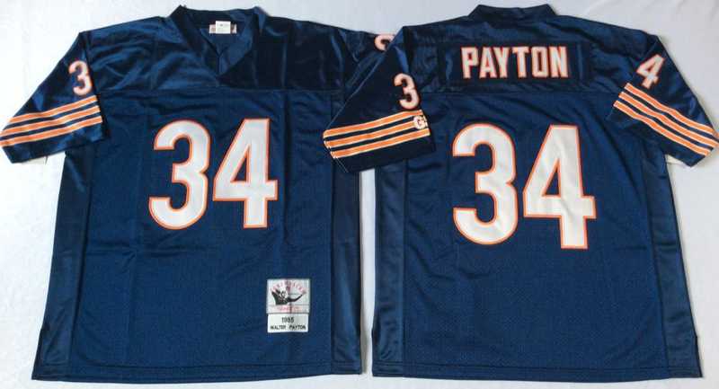 Bears 34 Walter Payton Navy M&N 1985 Throwback Jersey->nfl m&n throwback->NFL Jersey